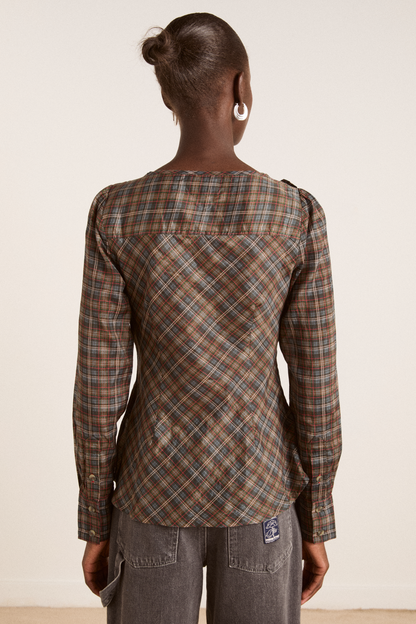 lemi sheer blouse - multi check
