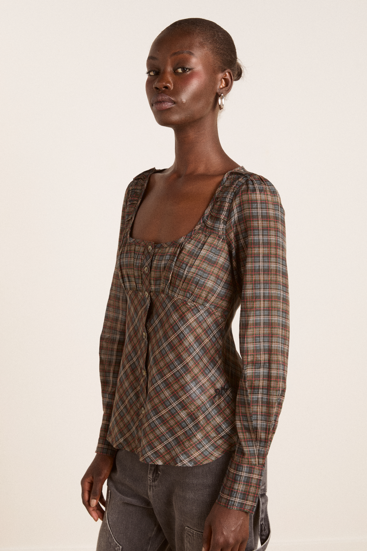 lemi sheer blouse - multi check