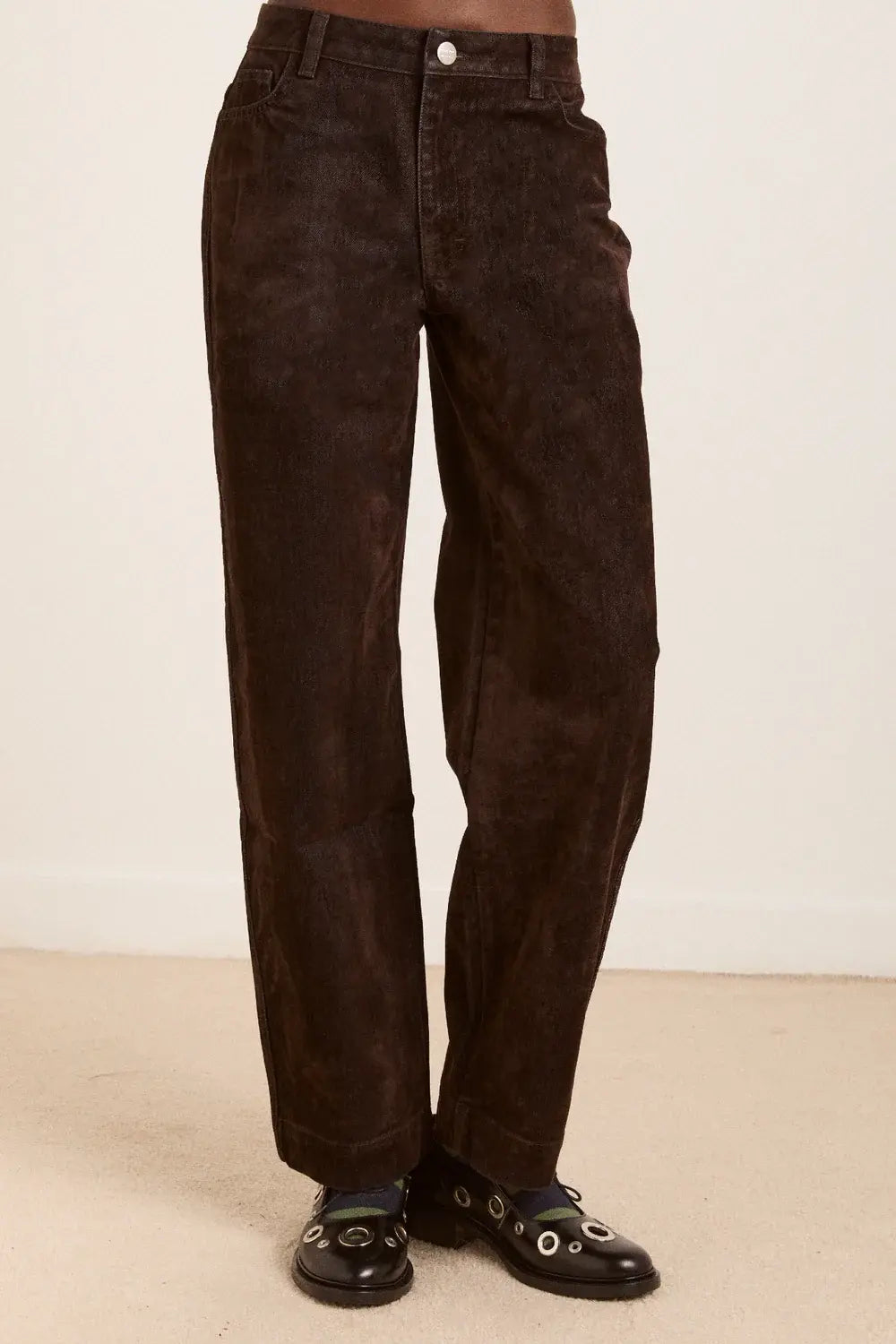 drew flocked denim jeans - chocolate brown