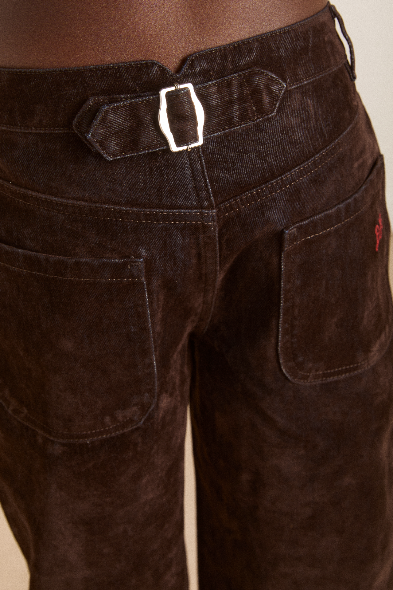 drew flocked denim jeans - chocolate brown