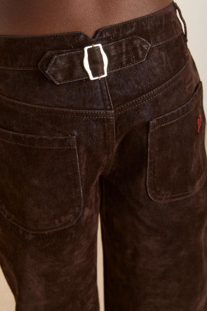 drew flocked denim jeans - chocolate brown