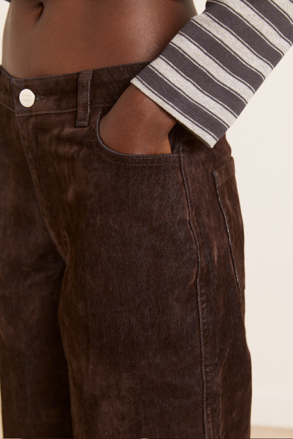 drew flocked denim jeans - chocolate brown