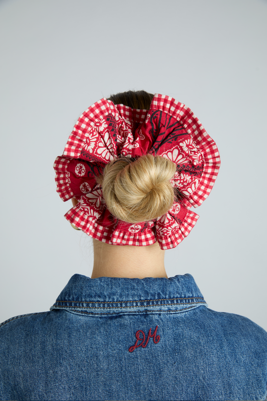 red bandana print scrunchie