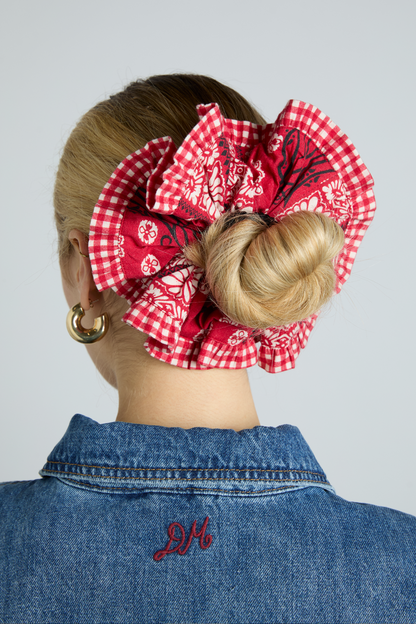 red bandana print scrunchie
