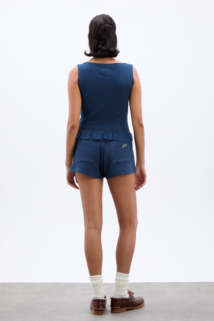pippa waffle short - navy/butter