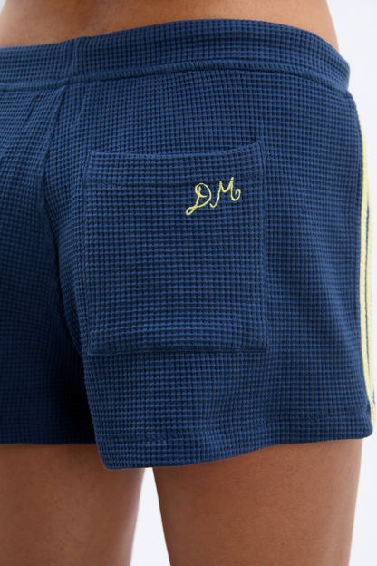 pippa waffle short - navy/butter