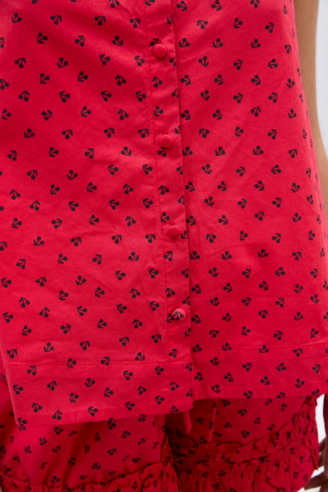 mafalda ruffle neck top - red cherry