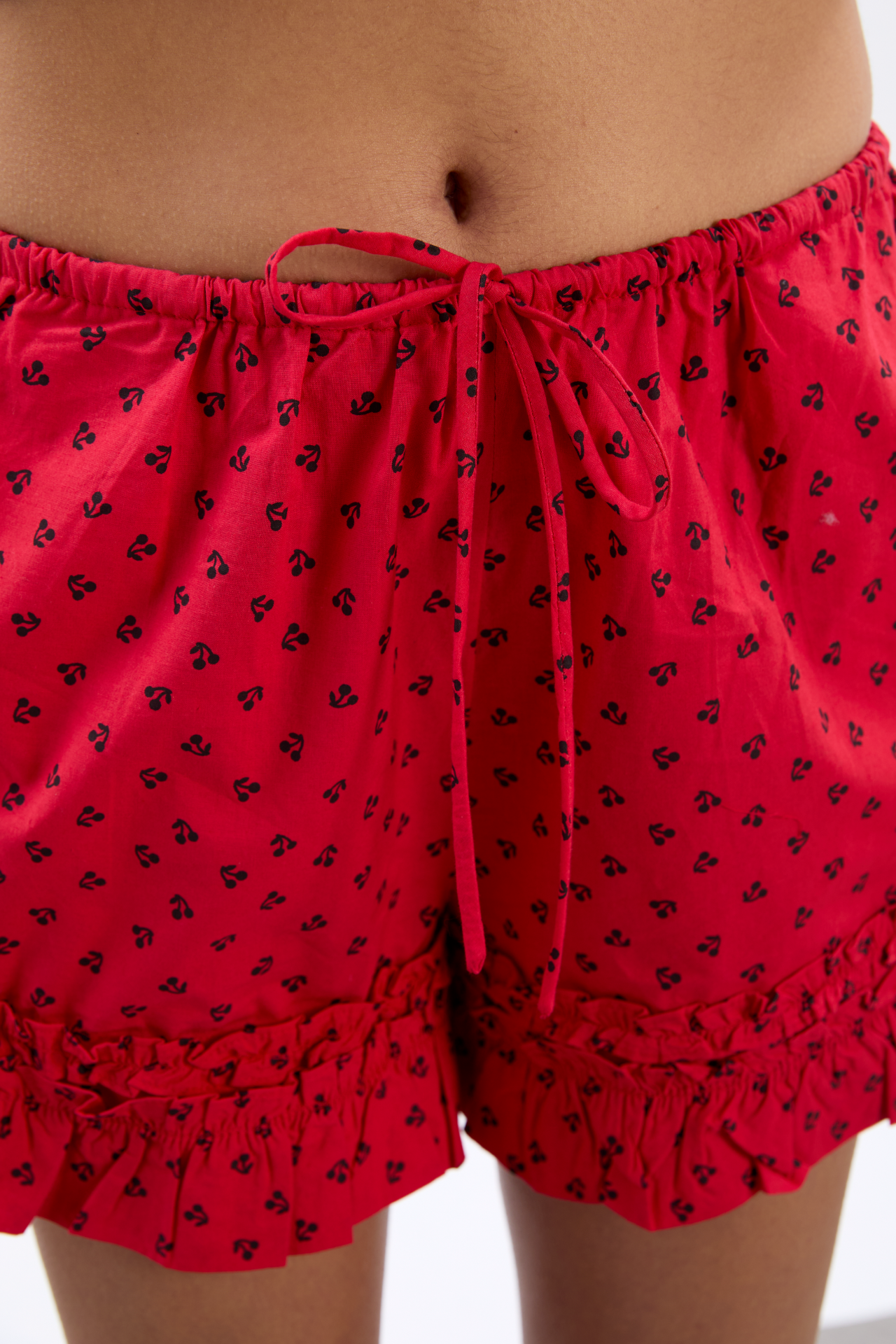 mafalda frilly tie bloomer - red cherry