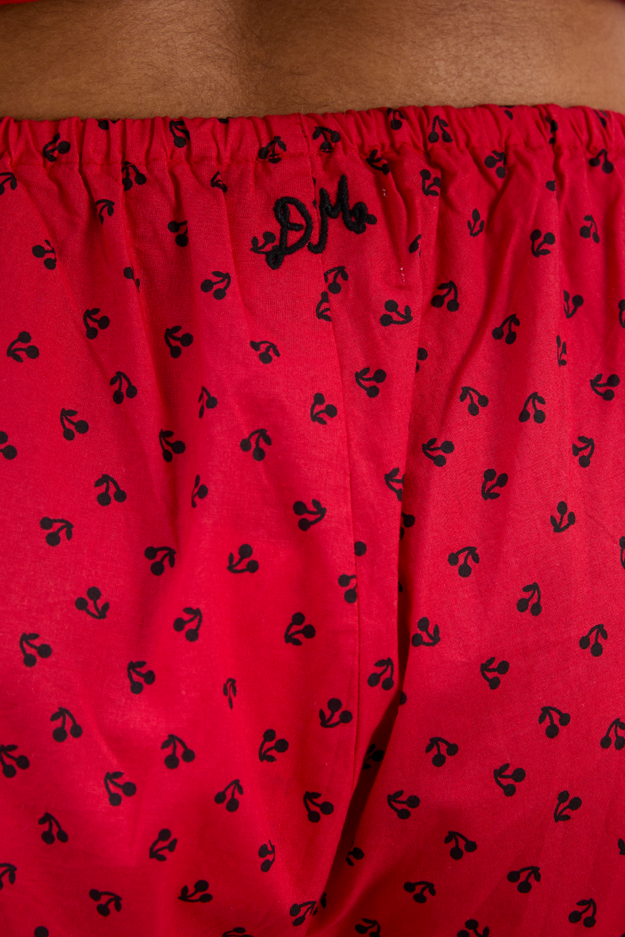 mafalda frilly tie bloomer - red cherry