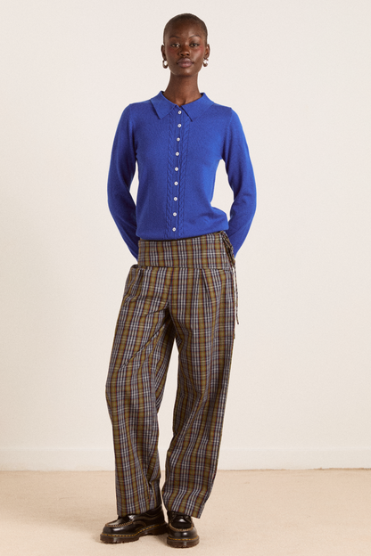 voula wool and cashmere blend cardigan - blue