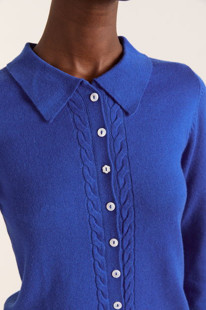 voula wool and cashmere blend cardigan - blue
