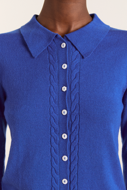 voula wool and cashmere blend cardigan - blue