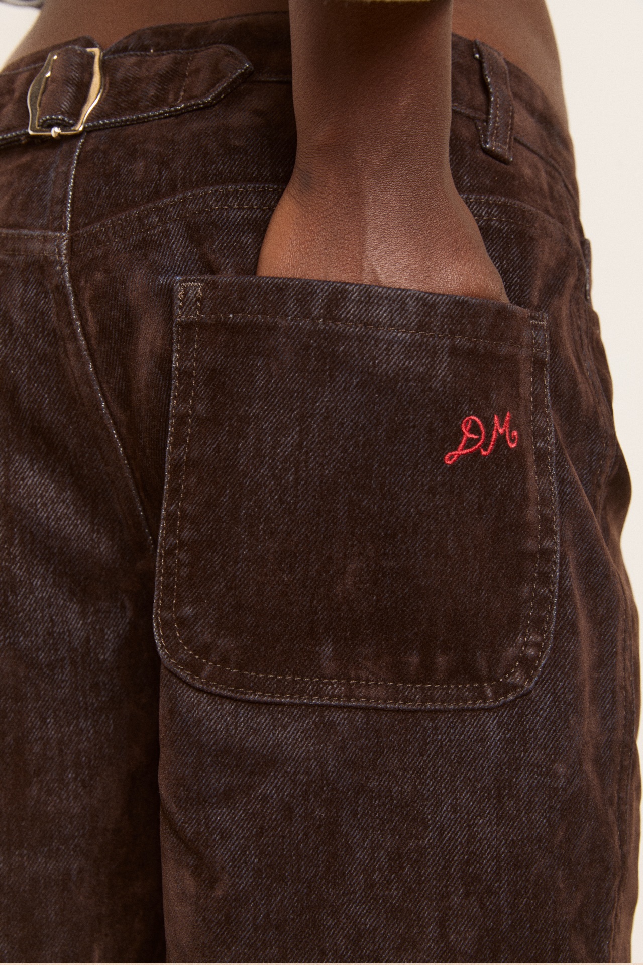 drew flocked denim jeans - chocolate brown